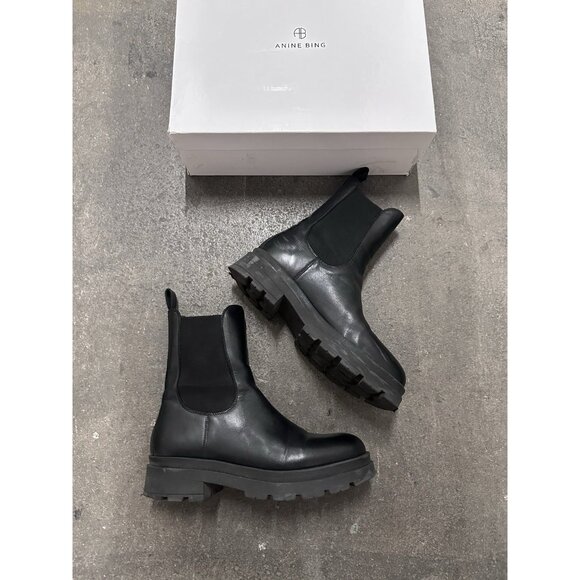 ANINE BING Justine Boot in Black Leather - Picture 11 of 11